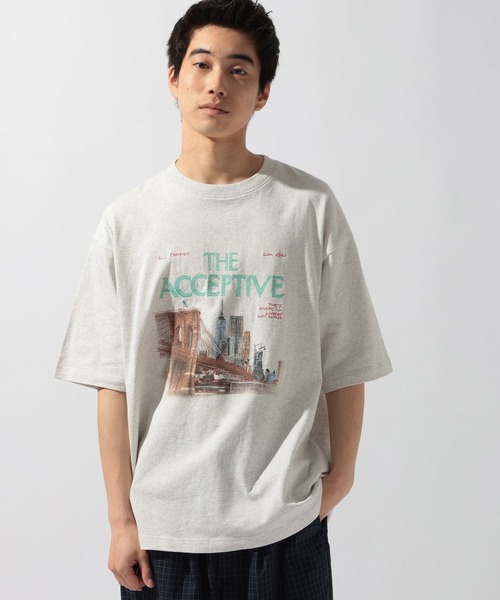 niko and...(ニコアンド)の「スーベニア刺繍Tシャツ(Tシャツ/カットソー・メンズ・グレー系その他/オフホワイト/杢グレー・LARGE/MEDIUM)」の4枚目の写真