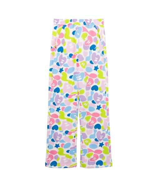A BATHING APE(アベイシングエイプ)の「HEART BADGE SWEAT PANTS #2(スウェットパンツ・レディース・ブルー/マルチ/ピンク・X-SMALL/SMALL)」の3枚目の写真