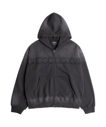 APPLIQAE CROSS WASHED HOOD ZIP-UP (WASHED BLACK)