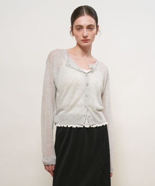 GENERAL IDEA(ジェネラルアイデア)の「【GENERAL IDEA】パッカブルシアーロングスリーブカーディガン / PACKABLE SHEER LONG SLEEVE CARDIGAN(カーディガン/ボレロ・レディース・グレー/ホワイト/ブラック/レモンイエロー・L/M/S)」の3枚目の写真