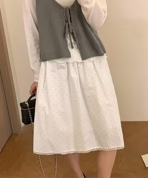 AsheKsha(アシクシャ)の「レースの白い水玉柄スカート(スカート・レディース・ホワイト・M)」の9枚目の写真