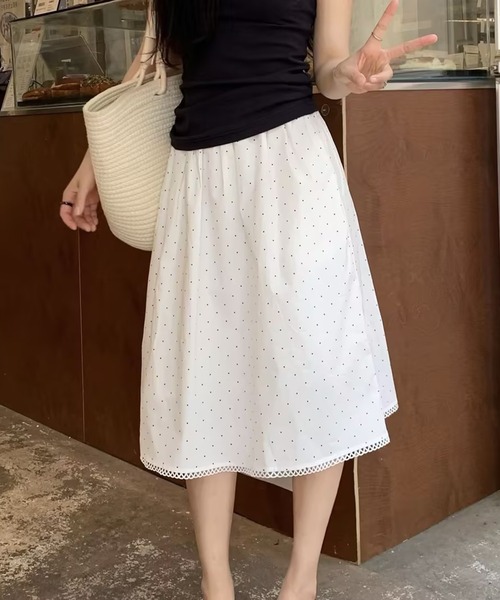 AsheKsha(アシクシャ)の「レースの白い水玉柄スカート(スカート・レディース・ホワイト・M)」の8枚目の写真
