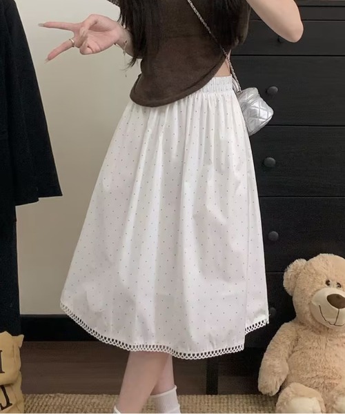 AsheKsha(アシクシャ)の「レースの白い水玉柄スカート(スカート・レディース・ホワイト・M)」の19枚目の写真