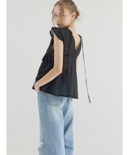 Sorry,Too Much Love(ソーリートゥーマッチラブ)の「Pintuck Lace Tiered Blouse_Black(シャツ/ブラウス・レディース・その他・FREE)」の1枚目の写真