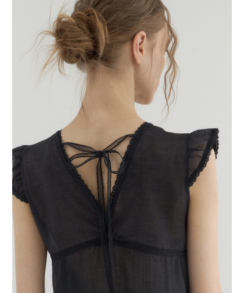 Sorry,Too Much Love(ソーリートゥーマッチラブ)の「Pintuck Lace Tiered Blouse_Black(シャツ/ブラウス・レディース・その他・FREE)」の5枚目の写真