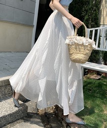 シフォンラッフルロングスカート
