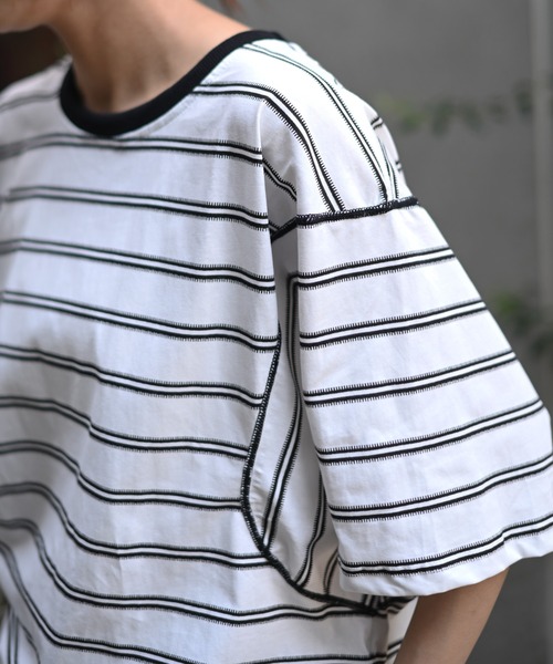 Marient（マリエント）の「ボーダーカーブオーバーTシャツ（Tシャツ/カットソー・レディース・ホワイト・FREE）」の11枚目の写真
