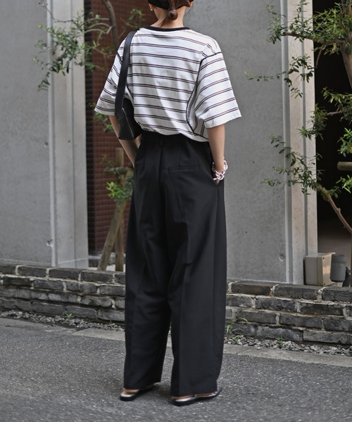 Marient（マリエント）の「ボーダーカーブオーバーTシャツ（Tシャツ/カットソー・レディース・ホワイト・FREE）」の5枚目の写真