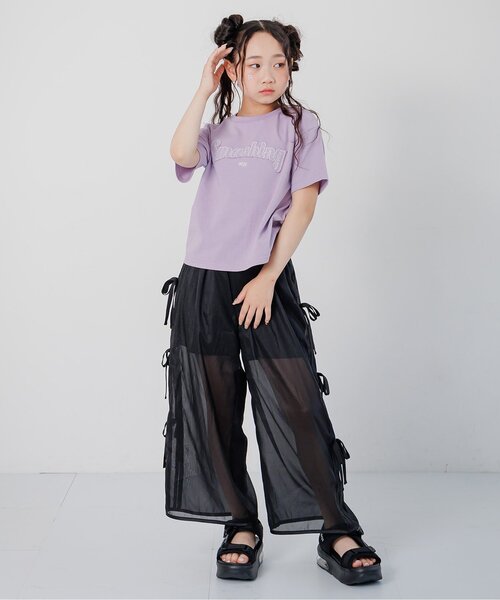 algy(アルジー)の「サイドラインりぼんシアーパンツ(その他パンツ・キッズ・オフホワイト/ブラック・150/130/160/140)」の6枚目の写真