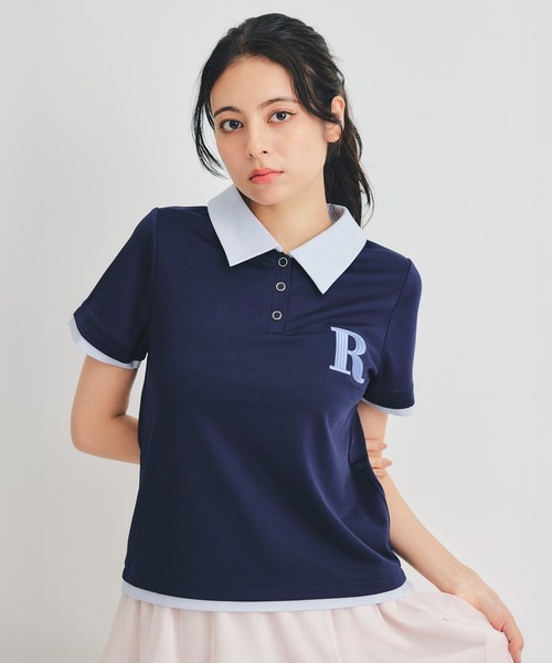 REDYAZEL（レディアゼル）の「RポロレイヤードTシャツ（Tシャツ/カットソー・レディース・ホワイト/ネイビー/ベージュ・FREE）」の3枚目の写真
