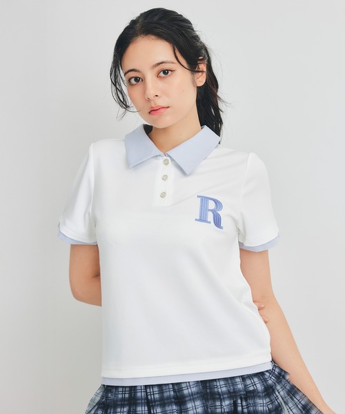 REDYAZEL（レディアゼル）の「RポロレイヤードTシャツ（Tシャツ/カットソー・レディース・ホワイト/ネイビー/ベージュ・FREE）」の2枚目の写真