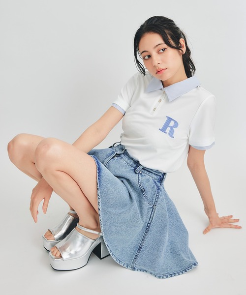 REDYAZEL（レディアゼル）の「RポロレイヤードTシャツ（Tシャツ/カットソー・レディース・ホワイト/ネイビー/ベージュ・FREE）」の7枚目の写真