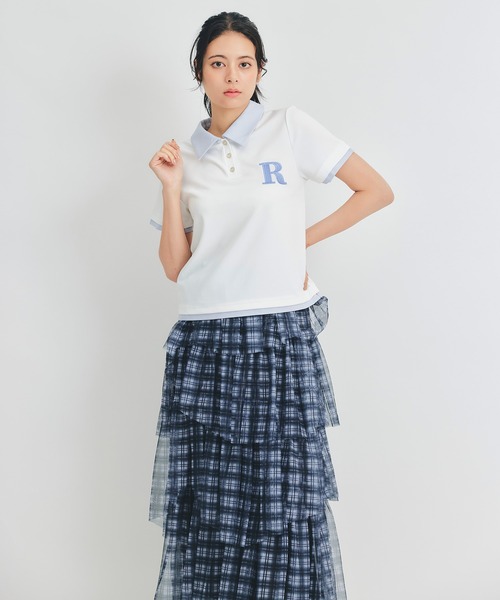 REDYAZEL（レディアゼル）の「RポロレイヤードTシャツ（Tシャツ/カットソー・レディース・ホワイト/ネイビー/ベージュ・FREE）」の10枚目の写真