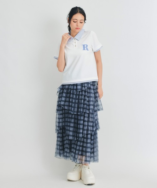 REDYAZEL（レディアゼル）の「RポロレイヤードTシャツ（Tシャツ/カットソー・レディース・ホワイト/ネイビー/ベージュ・FREE）」の11枚目の写真