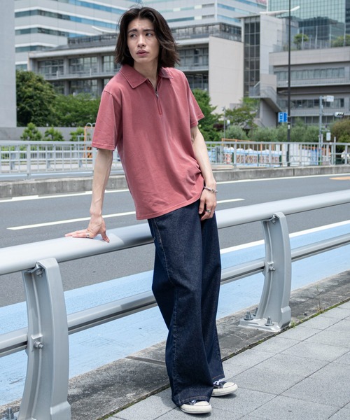 WEGO（ウィゴー）の「WEGO/【26年春夏新作】ブリーチカノコハーフZIPポロ（ポロシャツ・メンズ・ワイン・LARGE/MEDIUM）」の9枚目の写真