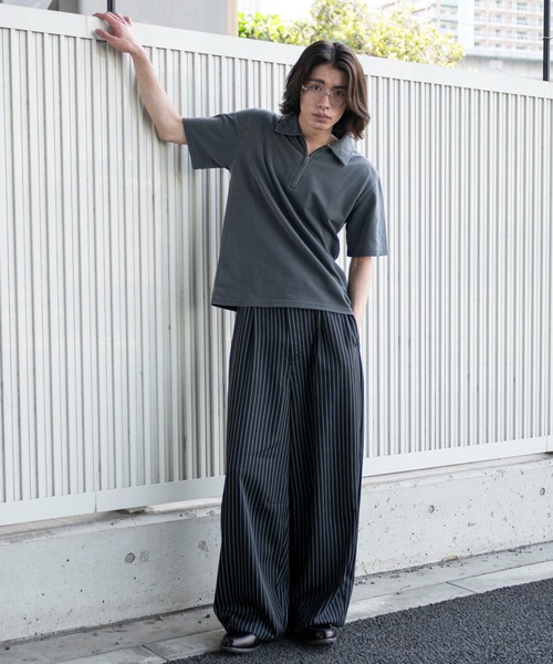 WEGO（ウィゴー）の「WEGO/【26年春夏新作】ブリーチカノコハーフZIPポロ（ポロシャツ・メンズ・ワイン・LARGE/MEDIUM）」の7枚目の写真