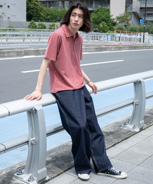 WEGO（ウィゴー）の「WEGO/【26年春夏新作】ブリーチカノコハーフZIPポロ（ポロシャツ・メンズ・ワイン・LARGE/MEDIUM）」の3枚目の写真