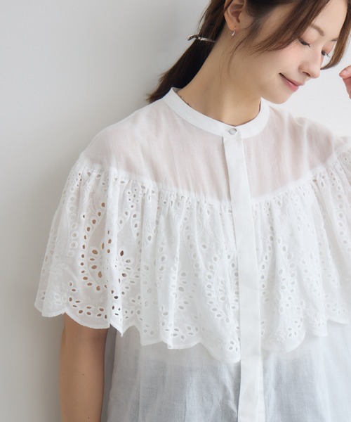 KATHARINE ROSS(キャサリンロス)の「ケープスカラカット刺繍ブラウス(シャツ/ブラウス・レディース・ブラック/ホワイト・FREE)」の13枚目の写真