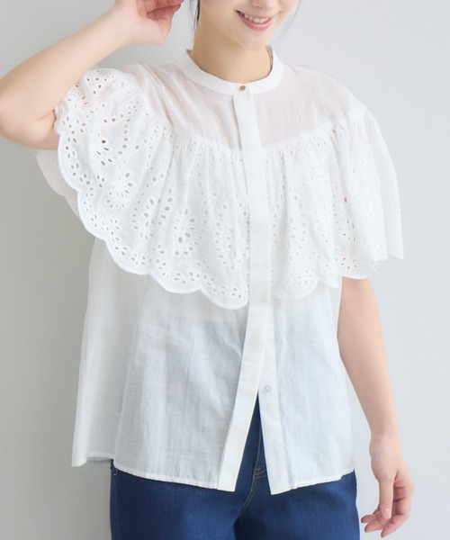 KATHARINE ROSS(キャサリンロス)の「ケープスカラカット刺繍ブラウス(シャツ/ブラウス・レディース・ブラック/ホワイト・FREE)」の10枚目の写真