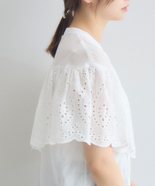 KATHARINE ROSS(キャサリンロス)の「ケープスカラカット刺繍ブラウス(シャツ/ブラウス・レディース・ブラック/ホワイト・FREE)」の8枚目の写真