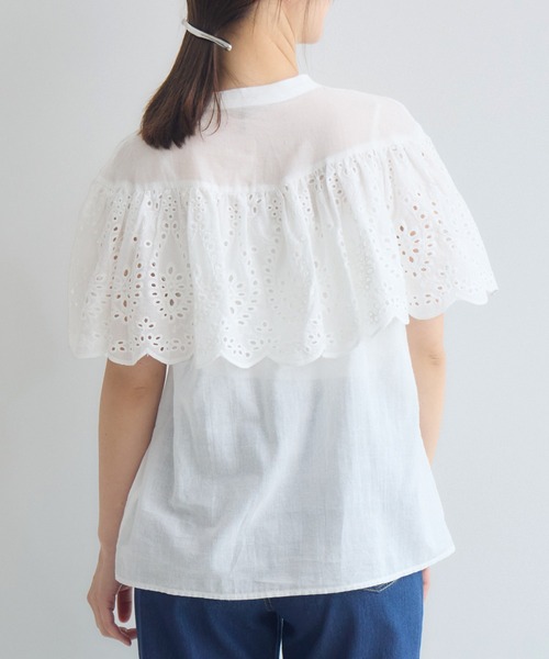 KATHARINE ROSS(キャサリンロス)の「ケープスカラカット刺繍ブラウス(シャツ/ブラウス・レディース・ブラック/ホワイト・FREE)」の7枚目の写真