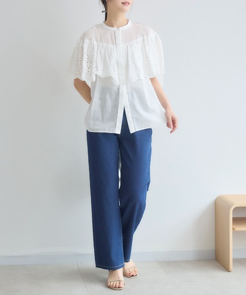 KATHARINE ROSS(キャサリンロス)の「ケープスカラカット刺繍ブラウス(シャツ/ブラウス・レディース・ブラック/ホワイト・FREE)」の6枚目の写真