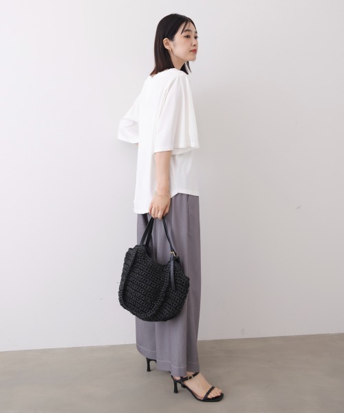 Bou Jeloud（ブージュルード）の「メッシュ切替カットソー（Tシャツ/カットソー・レディース・カーキ/オフホワイト/ブラック・FREE）」の6枚目の写真