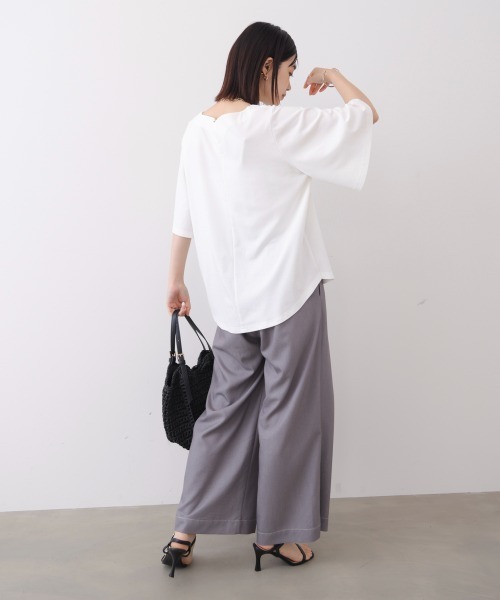Bou Jeloud（ブージュルード）の「メッシュ切替カットソー（Tシャツ/カットソー・レディース・カーキ/オフホワイト/ブラック・FREE）」の9枚目の写真