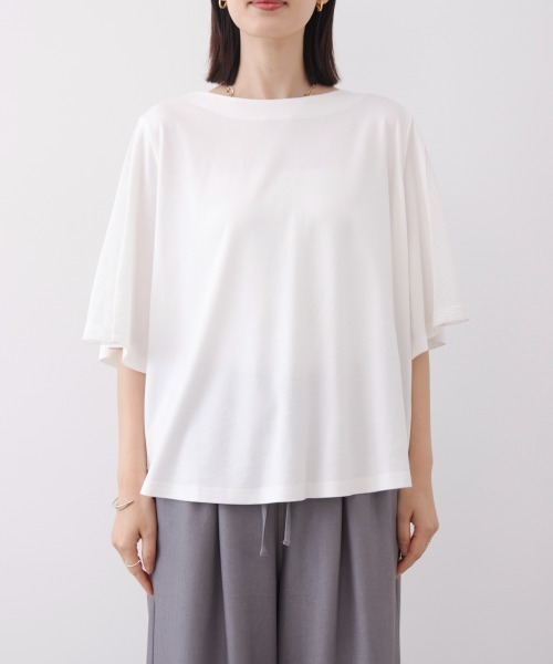 Bou Jeloud（ブージュルード）の「メッシュ切替カットソー（Tシャツ/カットソー・レディース・カーキ/オフホワイト/ブラック・FREE）」の10枚目の写真