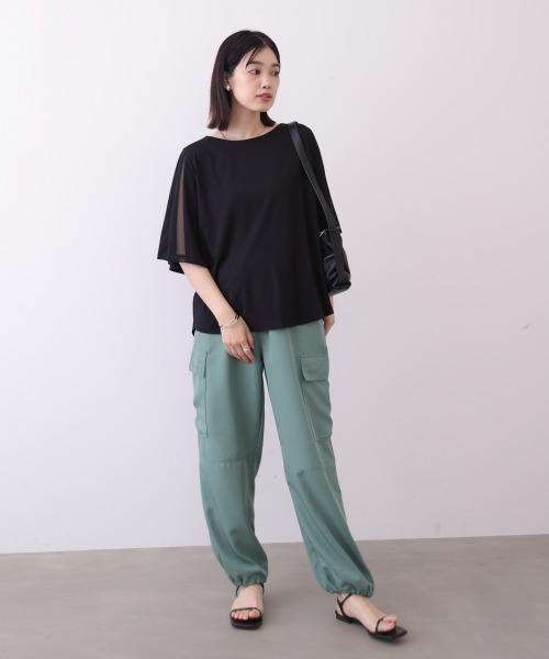 Bou Jeloud（ブージュルード）の「メッシュ切替カットソー（Tシャツ/カットソー・レディース・カーキ/オフホワイト/ブラック・FREE）」の18枚目の写真