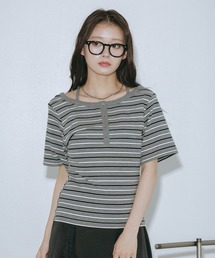 PAGEBOY | マルチWAYネックヘンリー【ワンショル/オフショル/紐取り外し可能】(Tシャツ/カットソー)