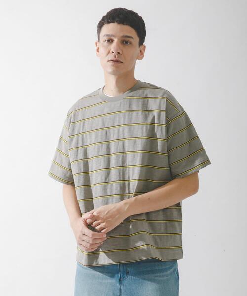 URBAN RESEARCH Sonny Label(アーバンリサーチサニーレーベル)の「スラブ天竺ボーダーショートスリーブTシャツ(Tシャツ/カットソー・メンズ・ブルー/オフホワイト/グレー系その他・MEDIUM/LARGE)」の3枚目の写真