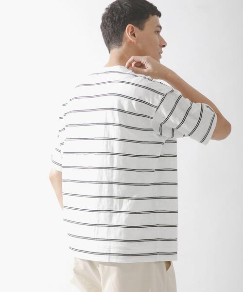 URBAN RESEARCH Sonny Label(アーバンリサーチサニーレーベル)の「スラブ天竺ボーダーショートスリーブTシャツ(Tシャツ/カットソー・メンズ・ブルー/オフホワイト/グレー系その他・MEDIUM/LARGE)」の4枚目の写真