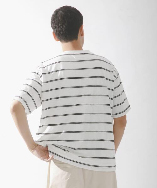 URBAN RESEARCH Sonny Label(アーバンリサーチサニーレーベル)の「スラブ天竺ボーダーショートスリーブTシャツ(Tシャツ/カットソー・メンズ・ブルー/オフホワイト/グレー系その他・MEDIUM/LARGE)」の6枚目の写真