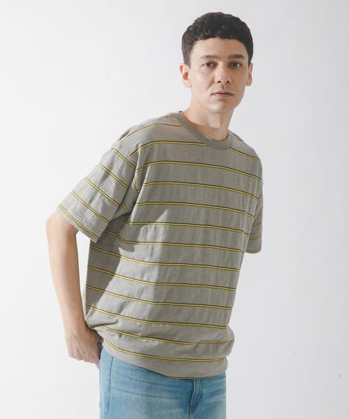 URBAN RESEARCH Sonny Label(アーバンリサーチサニーレーベル)の「スラブ天竺ボーダーショートスリーブTシャツ(Tシャツ/カットソー・メンズ・ブルー/オフホワイト/グレー系その他・MEDIUM/LARGE)」の18枚目の写真