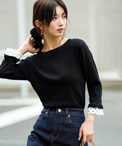 ANY SIS（エニィスィス）の「レースポイント プルオーバー（ニット/セーター・レディース・ブラック系/ワイン系・X-LARGE）」の5枚目の写真