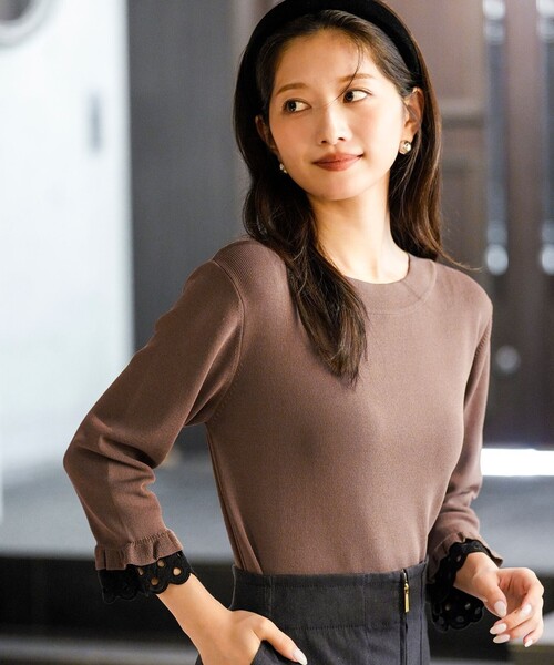 ANY SIS（エニィスィス）の「レースポイント プルオーバー（ニット/セーター・レディース・ブラック系/ワイン系・X-LARGE）」の8枚目の写真