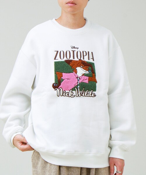 GLOSTER（グロスター）の「【ZOOTOPIA/ズートピア】ニック＆ジュディ サガラ刺繍クルースウェット 裏起毛（スウェット・メンズ・ブラウン/アイボリー・L/M）」の15枚目の写真