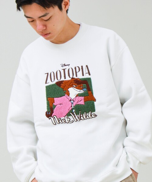GLOSTER（グロスター）の「【ZOOTOPIA/ズートピア】ニック＆ジュディ サガラ刺繍クルースウェット 裏起毛（スウェット・メンズ・ブラウン/アイボリー・L/M）」の17枚目の写真
