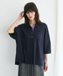 袖口シアーポロカットソー