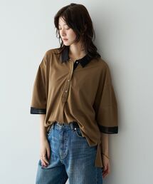 袖口シアーポロカットソー