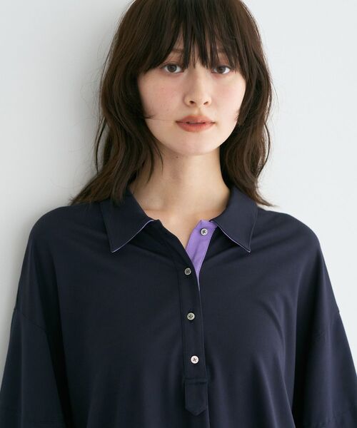 Editt by YECCA VECCA(エディットバイイェッカヴェッカ)の「袖口シアーポロカットソー(ポロシャツ・レディース・ブラウン/ネイビー/ブラック・FREE)」の12枚目の写真