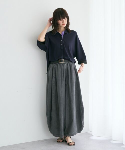 Editt by YECCA VECCA(エディットバイイェッカヴェッカ)の「袖口シアーポロカットソー(ポロシャツ・レディース・ブラウン/ネイビー/ブラック・FREE)」の16枚目の写真