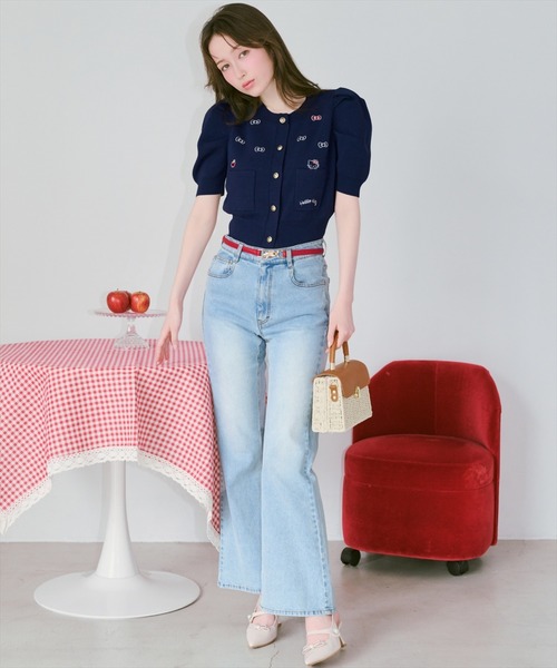 WILLSELECTION(ウィルセレクション)の「WILLSELECTION×HELLO KITTY 刺繍ニットカーディガン(カーディガン/ボレロ・レディース・オフホワイト/ネイビー/ピンク・FREE)」の4枚目の写真