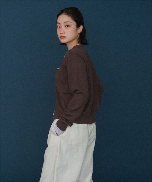 miette(ミエット)の「胸ポケット配色ニットカーディガン(カーディガン/ボレロ・レディース・グレー/ライトブルー/ブラウン・FREE)」の11枚目の写真
