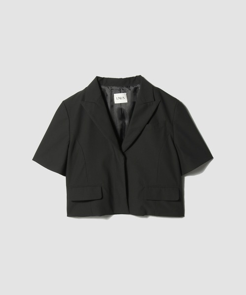UNUS(ユナス)の「UNUS / Cropped Tailored Jacket(テーラードジャケット・レディース・ブラック/グレー・38/36)」の1枚目の写真
