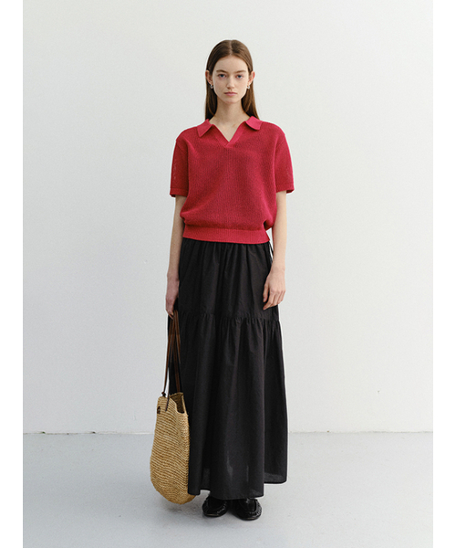 DUNST（ダンスト）の「UNISEX CHUNKY POLO KNIT_UDSW6B126_RED（ニット/セーター・レディース・レッド・X-SMALL/SMALL/MEDIUM/LARGE）」の2枚目の写真