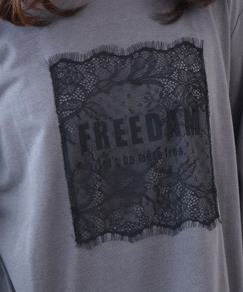 leswel(レスウェル)の「【M~5L】レースロゴロンT(Tシャツ/カットソー・レディース・カーキ/ライトグレー/チャコールグレー・M/L/LL/3L/4L/5L)」の9枚目の写真