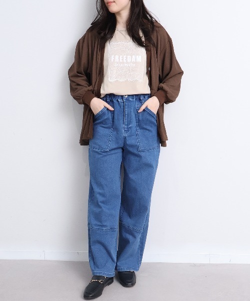 leswel(レスウェル)の「【M~5L】レースロゴロンT(Tシャツ/カットソー・レディース・カーキ/ライトグレー/チャコールグレー・M/L/LL/3L/4L/5L)」の11枚目の写真