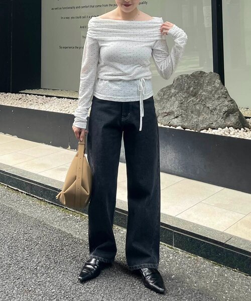 CAPRICIEUX LE'MAGE(カプリシューレマージュ)の「【riho企画】ドットドレープロンT(Tシャツ/カットソー・レディース・ホワイト/ブラック・FREE)」の10枚目の写真